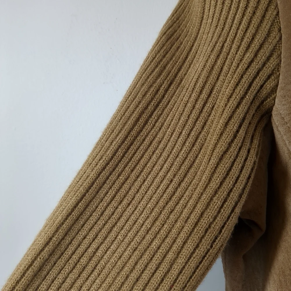 A.M.I. leather jacket with knit sleeves brown jacket, size PM